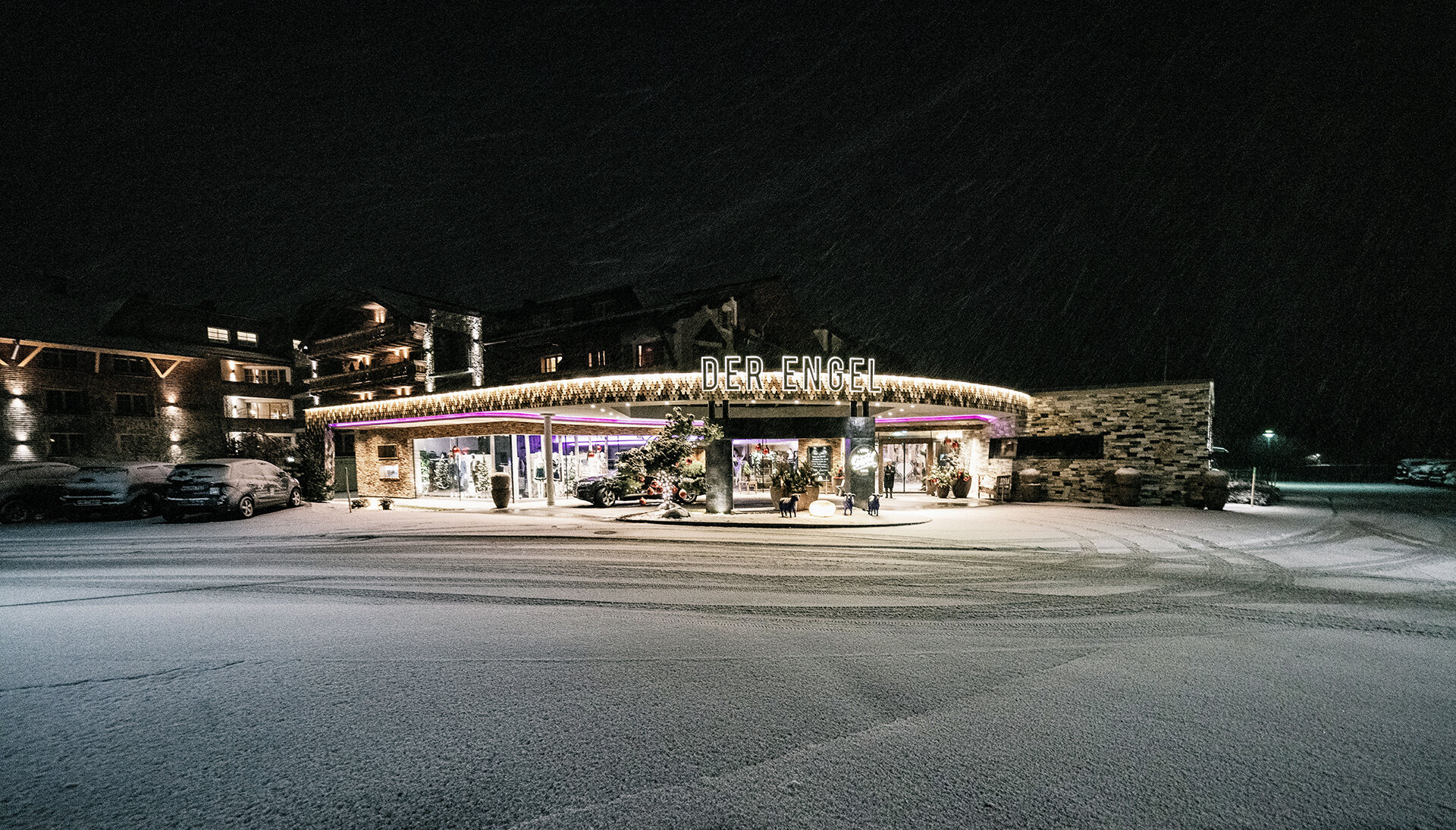 Hotel der Engel in Grän im Winter bei Nacht | Der Engel in Tirol