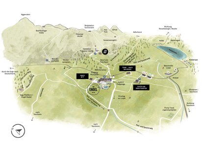 Location and Surroundings Map of Hotel Der Engel in the Tannheimer Valley