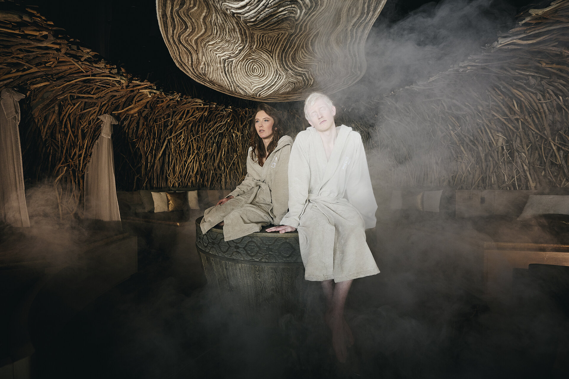Teufel und Engel in der Sauna