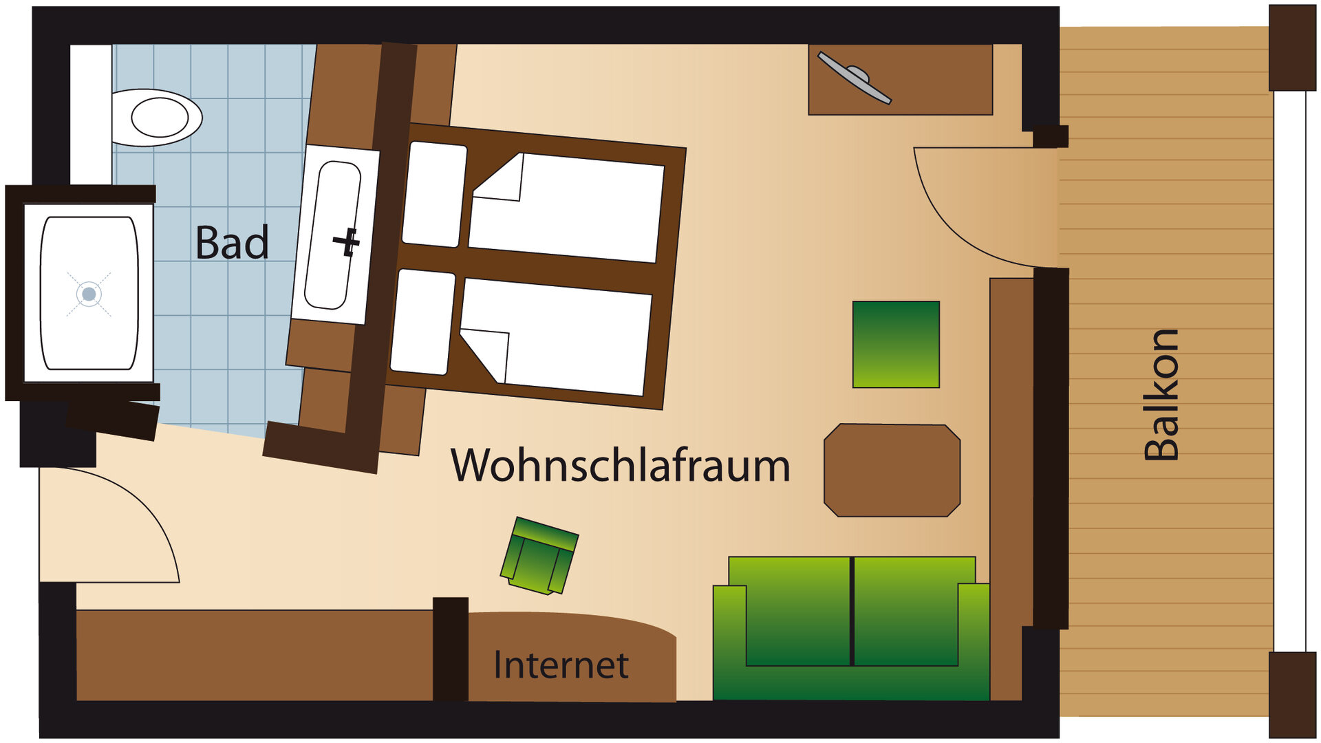 Komfortzimmer Ost – Grundriss