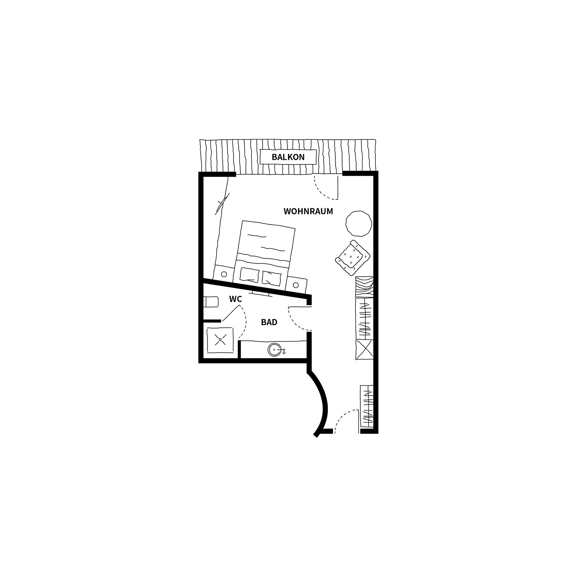 Einzelzimmer – Grundriss